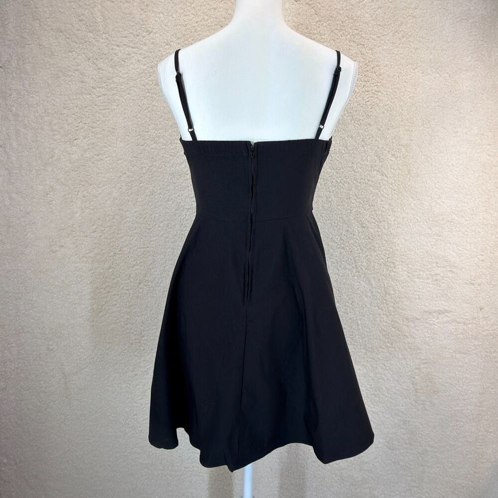 Teeze Me Black Mini Dress Spaguetti Straps Fit Flare Stretch Pockets 7/8 Junior - Picture 2 of 9